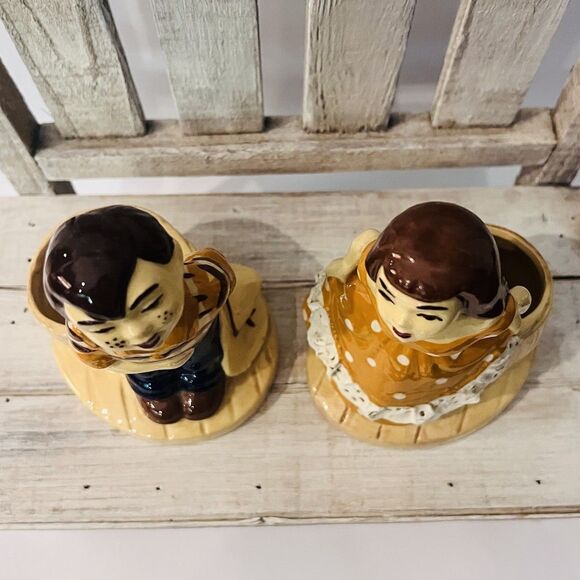 Stewart B McCulloch Boy & Girl Square Dance Tonight Planters Hand Painted CA EUC - Picture 4 of 11